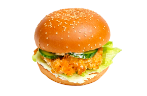 бургер с огурцом и курицей